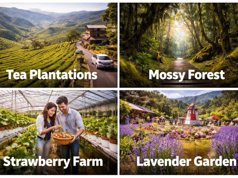 通往金马仑高原的蜿蜒山路,穿越翠绿的山丘