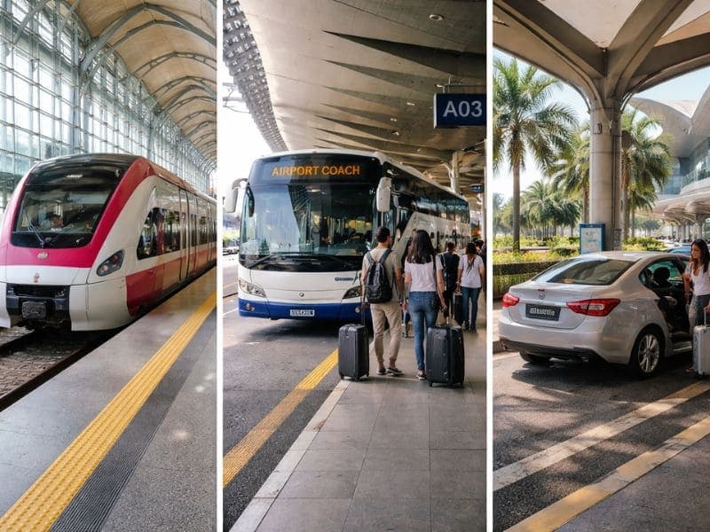 KLIA Ekspres modern train departing from Kuala Lumpur International Airport terminal