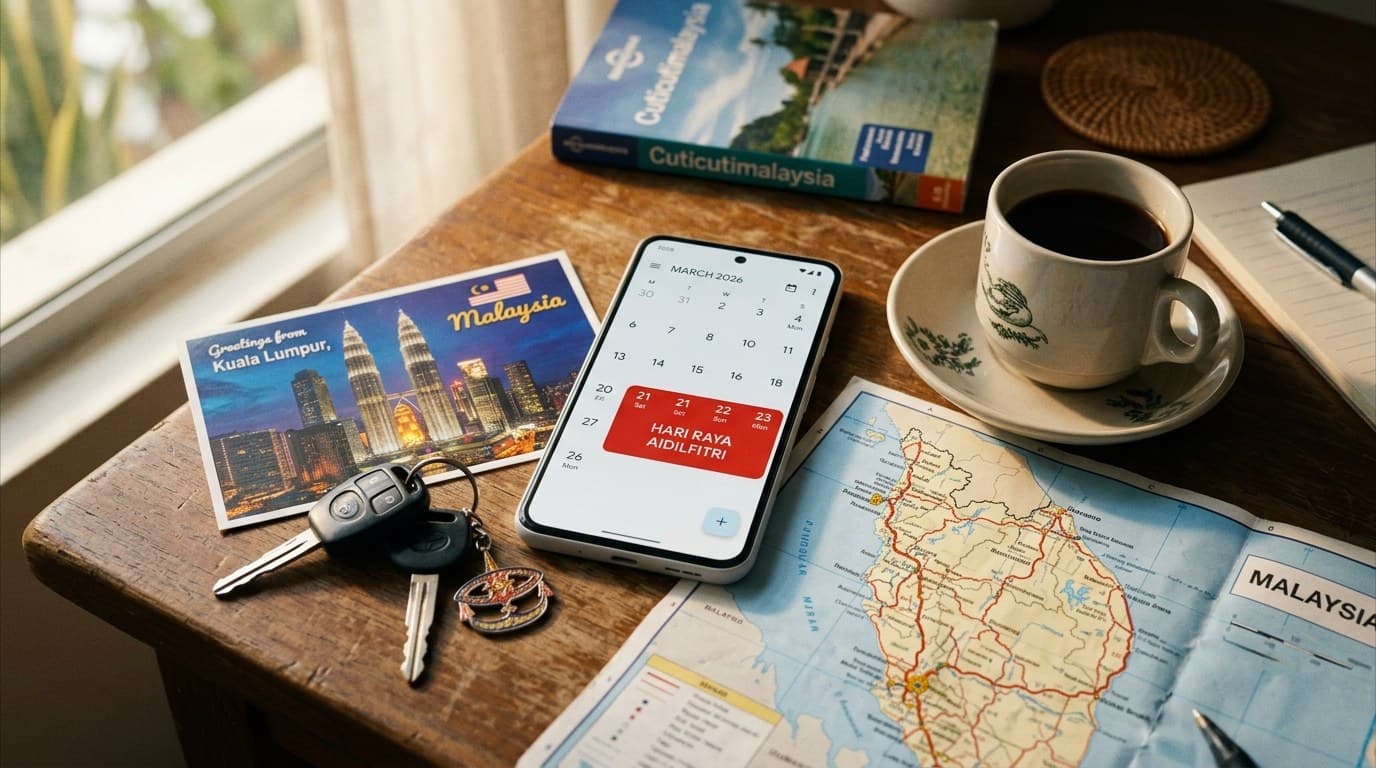 تقويم العطل الرسمية الماليزية لعام 2026 مع تمييز التواريخ الرئيسية بالأحمر.